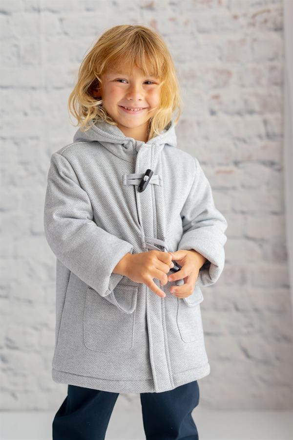 Пальто для мальчика с капюшоном и карманами Mininio 3 года 98 см Серый (8683169102642)