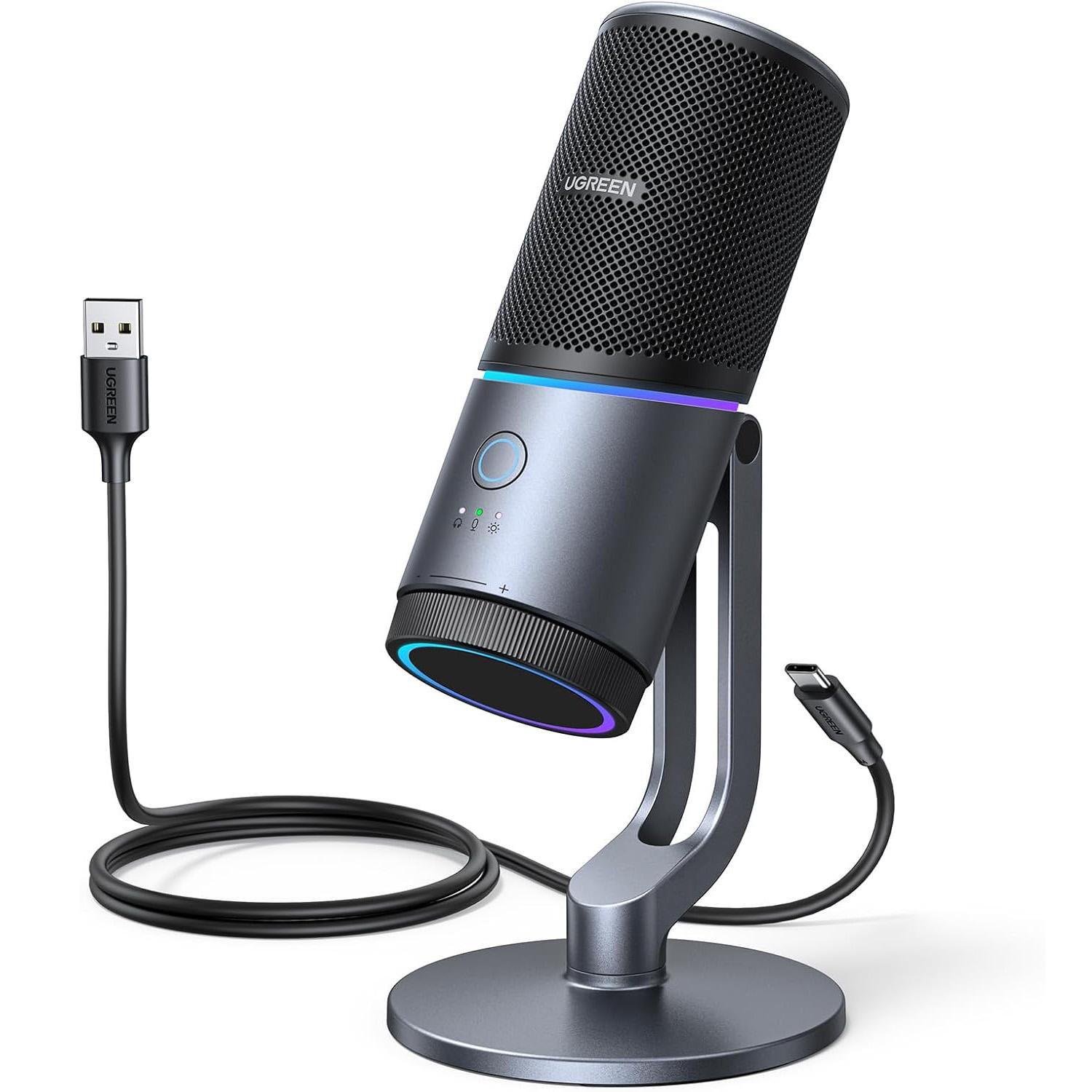 Микрофон настольный UGREEN CM769 USB-C/RGB/24 бит Серый (35629) Микрофон настольный UGREEN CM769 USB-C/RGB/24 бит Серый (35629)