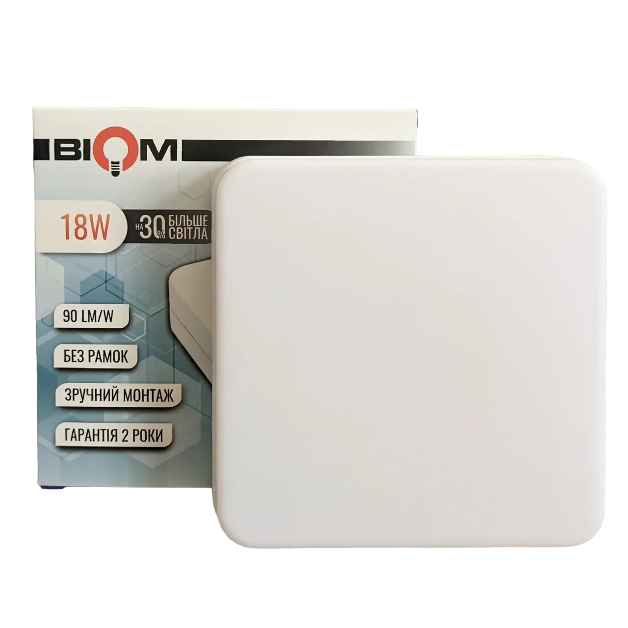 Светодиодный светильник Biom BYS-01-18-5 накладной квадрат IP33 5000К 18W