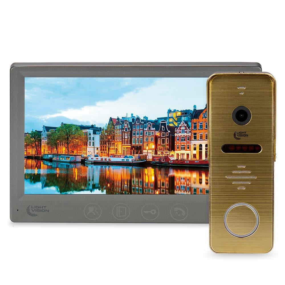 Комплект відеодомофона Light Vision AMSTERDAM FHD 7" Grey та відеопанель RIO FHD Gold (82-00237-82-00214)