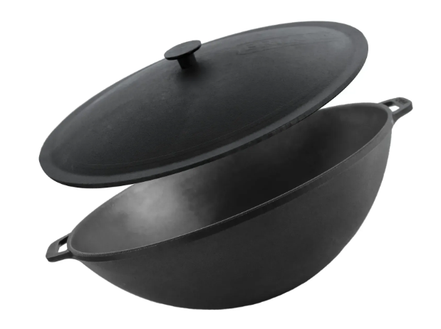 Сковорода чугунная Brizoll WOK с чугунной крышкой 8 л