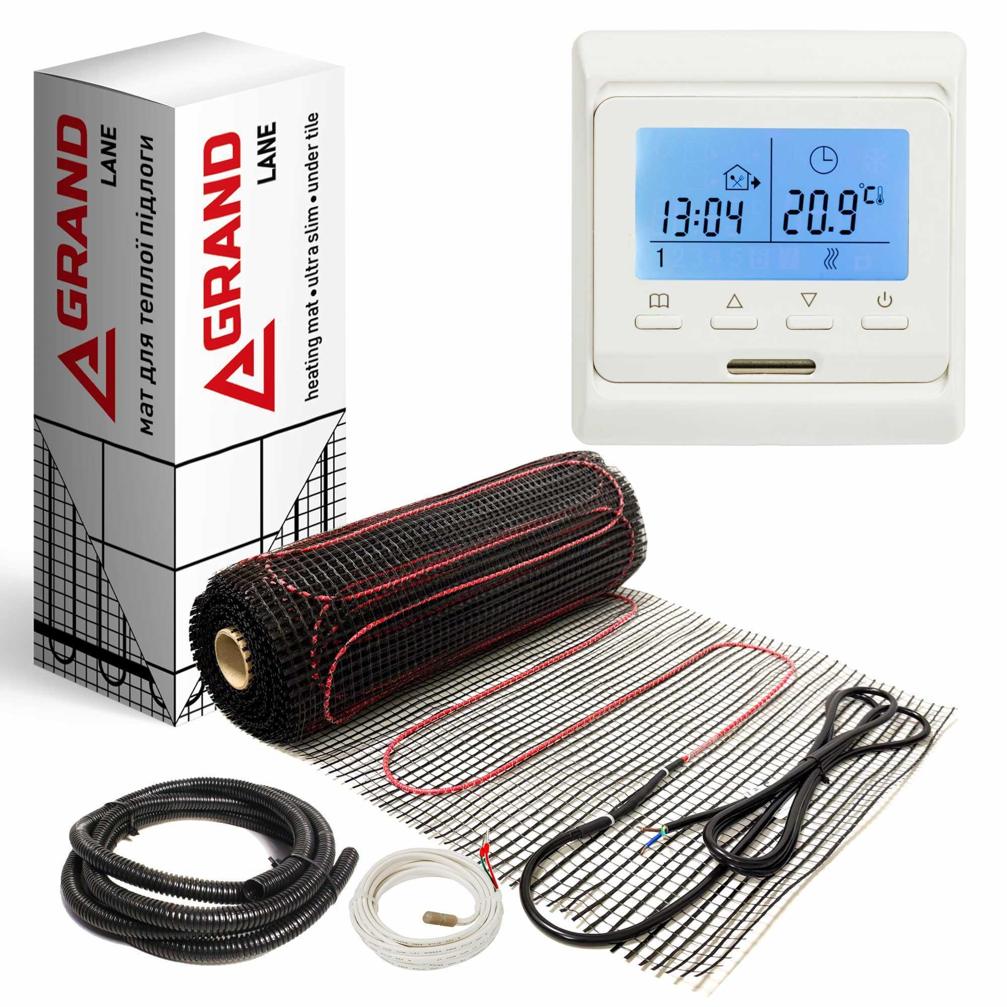 Теплый пол Grand Lane GL-mat 10 м2 1800 Вт нагревательный мат glm180100k3 и программируемый терморегулятор Белый Теплый пол Grand Lane GL-mat 10 м2 1800 Вт нагревательный мат glm180100k3 и программируемый терморегулятор Белый