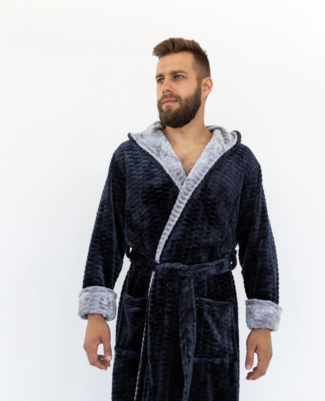 Халат чоловічий махровий р. 50 Чорний (Д-am-m-halat-001-03) - фото 2 Халат чоловічий махровий р. 50 Чорний (Д-am-m-halat-001-03) - фото 2