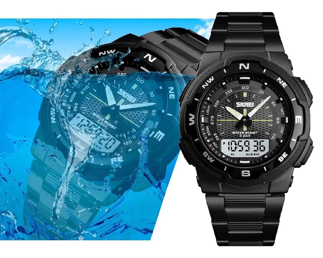 Часы наручные Skmei 1370 с металлическим ремешком классические Черный - фото 2 Часы наручные Skmei 1370 с металлическим ремешком классические Черный - фото 2