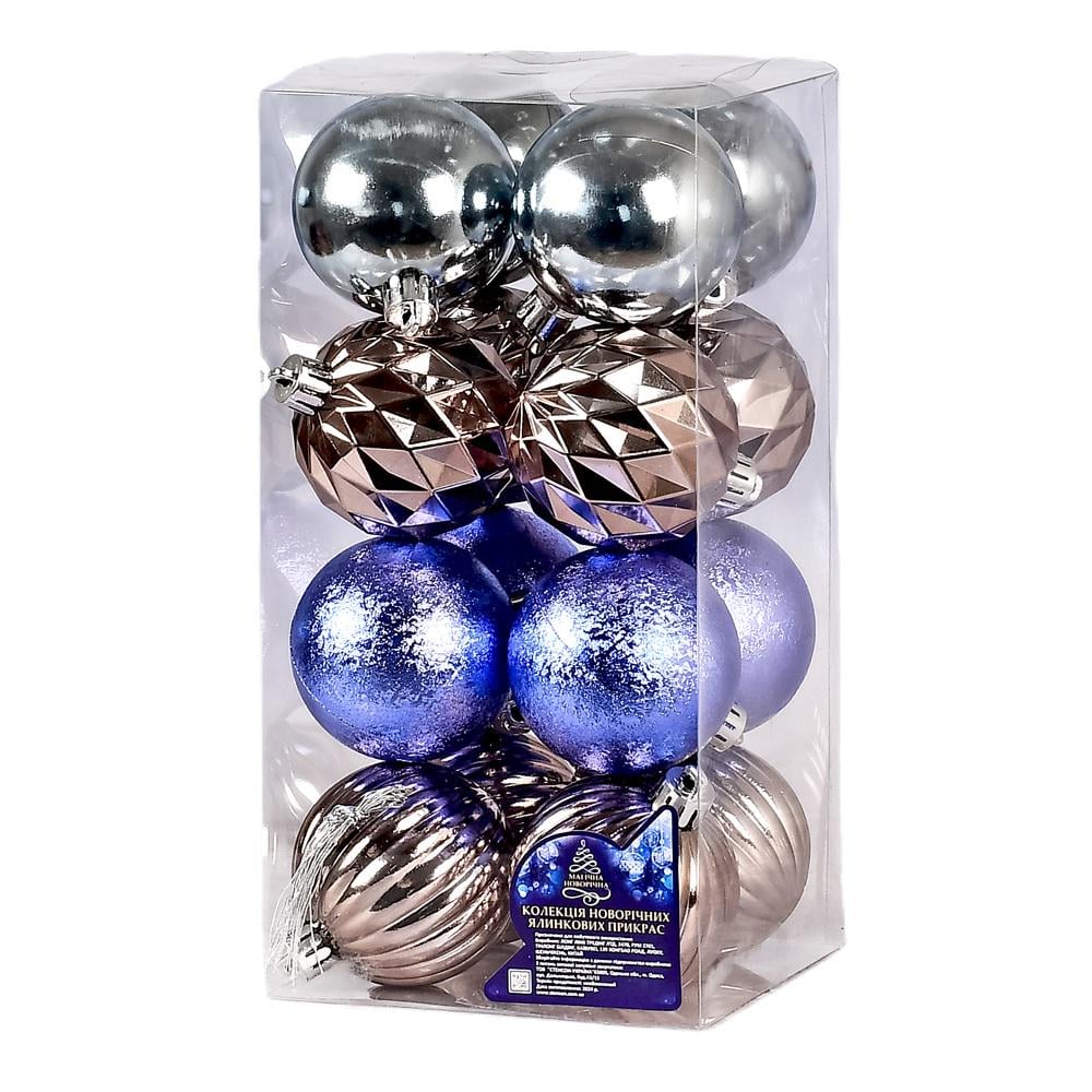 Ялинкові кульки новорічні 9695 пластикові 6 см 16 шт. (607941)