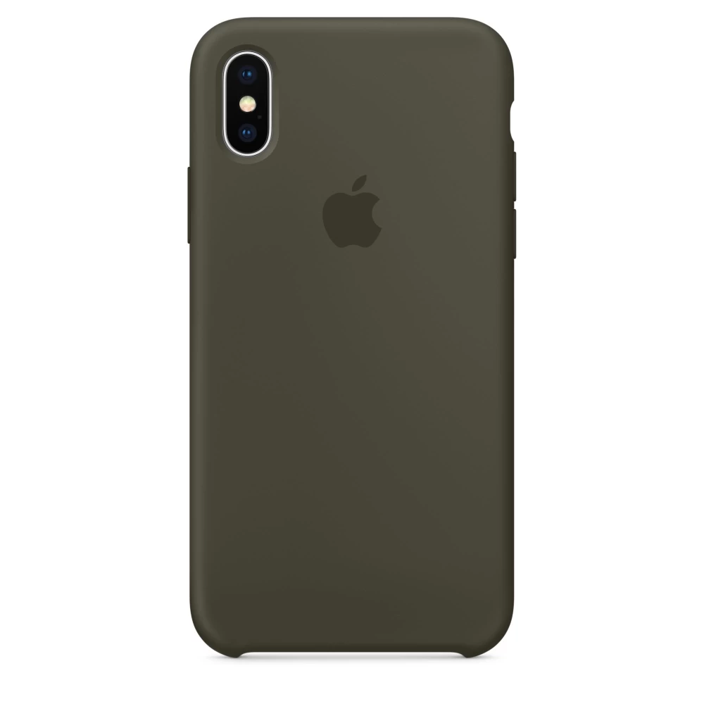 Силиконовый Чехол Накладка Silicone Case для iPhone X/XS Закрытый низ Dark Olive