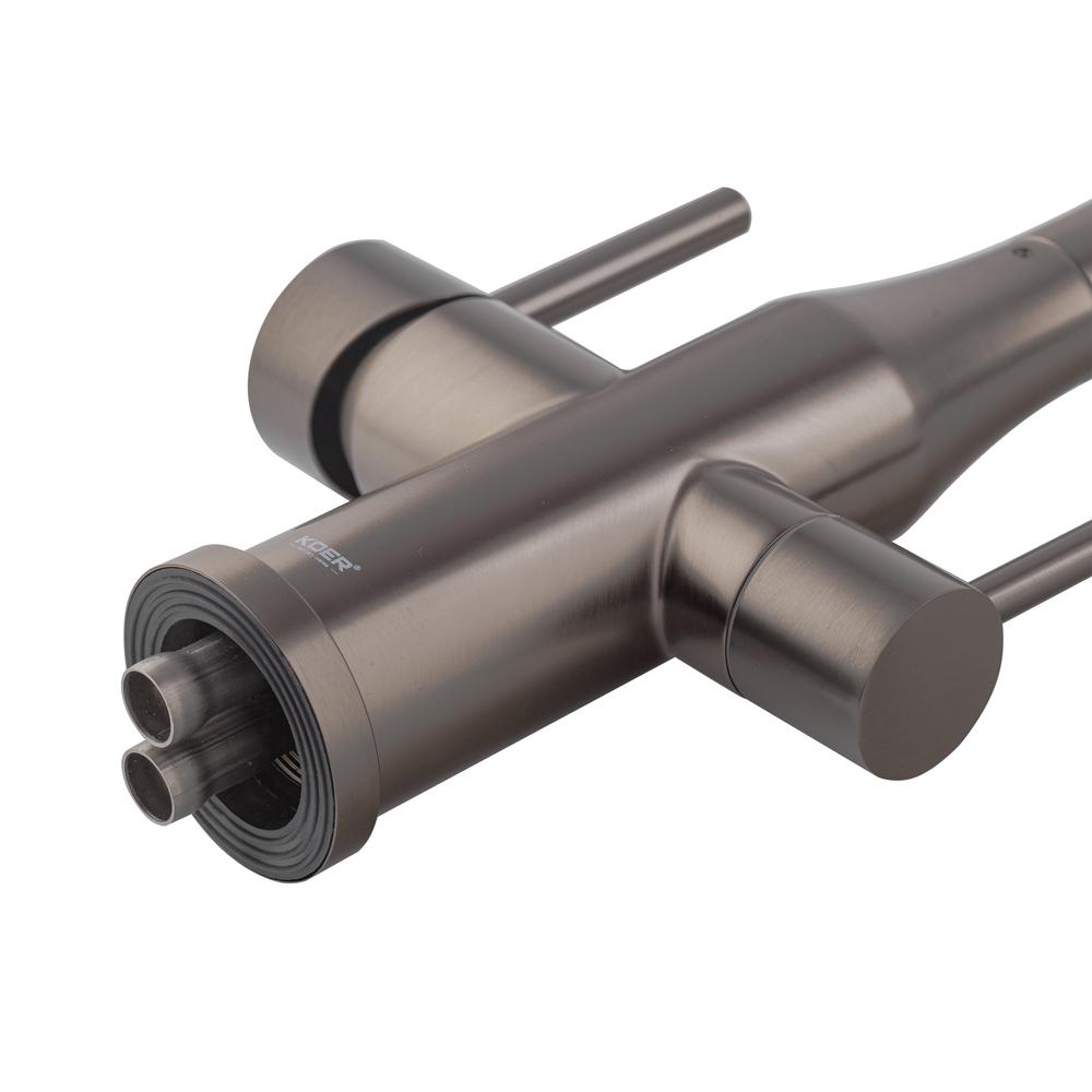 Смеситель кухонный на две воды с высоким изливом с гибким шлангом KOER 024-KI-72024-07 нержавеющая сталь SUS304 Графит (b-KR5013) - фото 8 Смеситель кухонный на две воды с высоким изливом с гибким шлангом KOER 024-KI-72024-07 нержавеющая сталь SUS304 Графит (b-KR5013) - фото 8