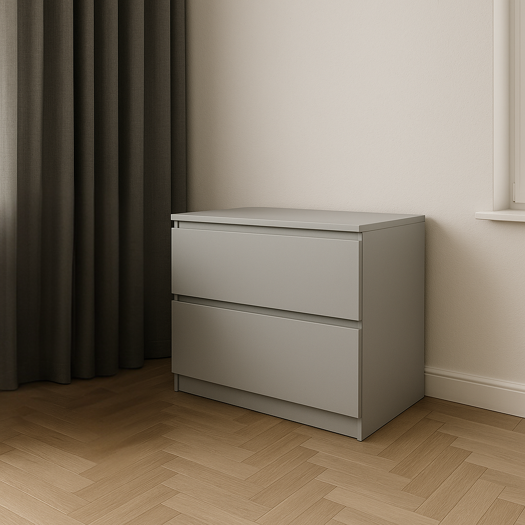 Комод MEBEX на 2 ящика 80х40х54,4 см Серый светлый (VM2B800LG) - фото 1 Комод MEBEX на 2 ящика 80х40х54,4 см Серый светлый (VM2B800LG) - фото 1