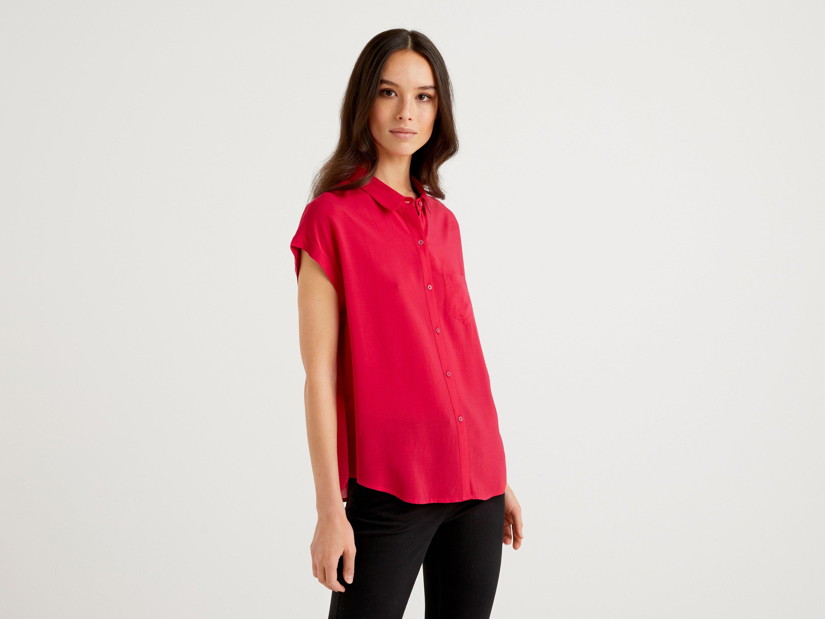 Рубашки женские Benetton 5sf05qcm5 XS Коралловый