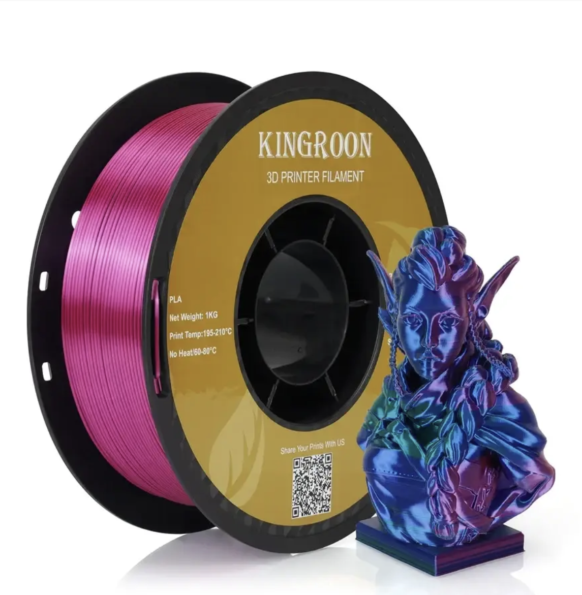 Пластик для 3D-принтера KINGROON PLA Silk Rosered Blue Green (YMX0172) Пластик для 3D-принтера KINGROON PLA Silk Rosered Blue Green (YMX0172)
