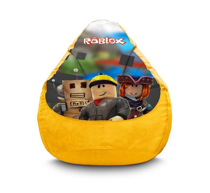 Кресло мешок iPuff Roblox Friends Флок XXXL 100х135 см Желтый
