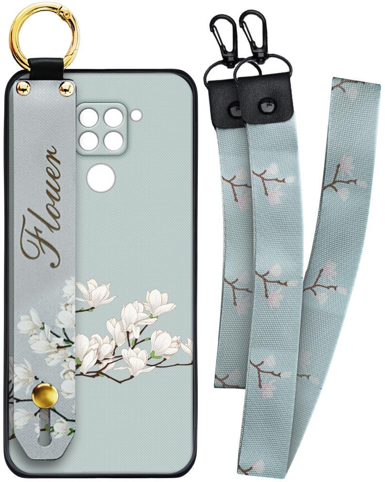 Чехол SHLab для Xiaomi Redmi Note 9 Flower White + два ремешка с карабином (25850)