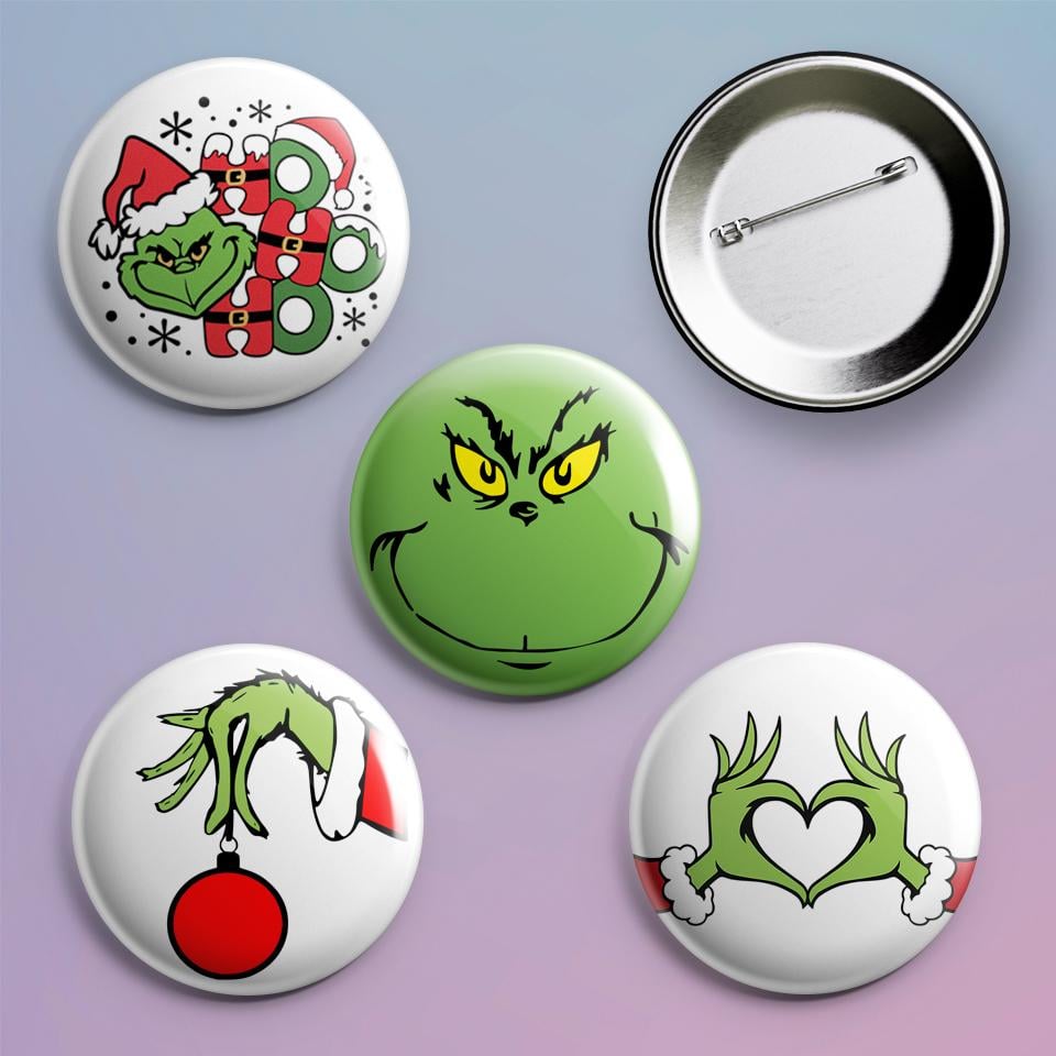 Значки на рюкзак с принтом Grinch 4 шт. Значки на рюкзак с принтом Grinch 4 шт.