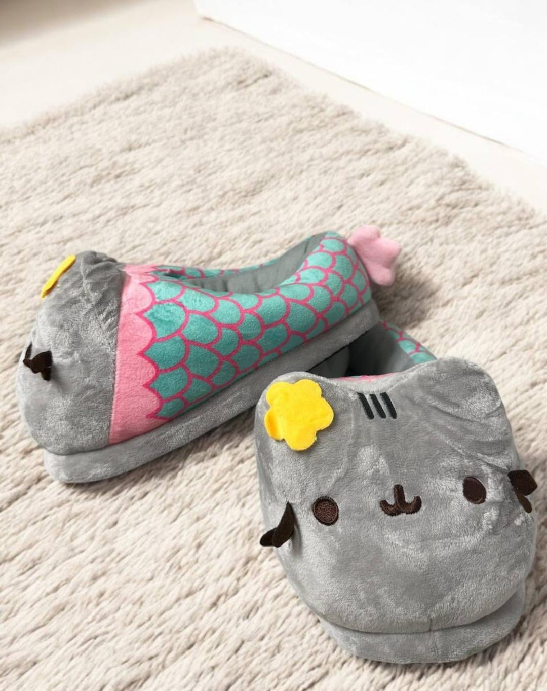 Тапочки домашние плюшевые Кот Pusheen Русалка р. 32-39 Серый