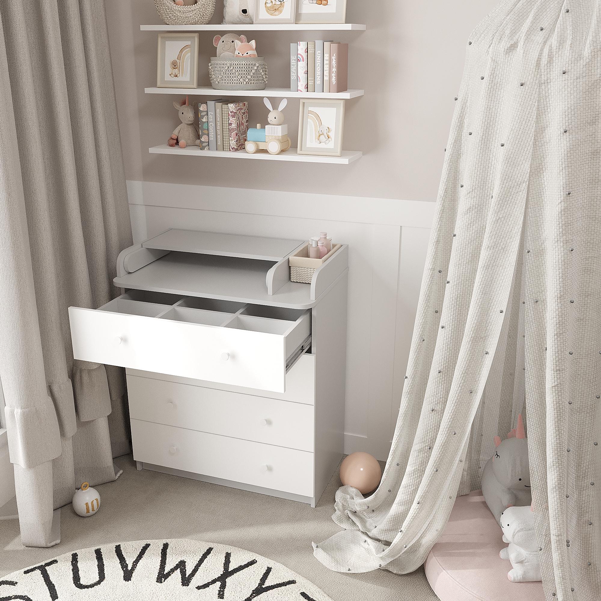 Комод пеленальный с ящиками КМ-2-П дет 955х800х420 мм Серый/Белый