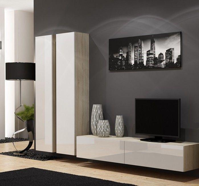 Стенка комплект Cama Mebel Vigo 9 Дуб Сонома/Белый глянец (16921742)