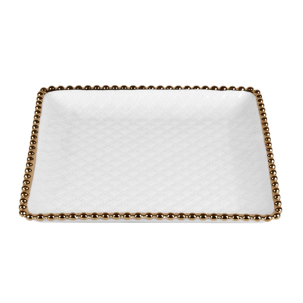 Блюдо декоративное Pearl of the Ocean R35373-8.5 d 8,5" 20,8 см Белый с золотым (31559942)