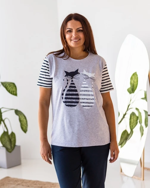 Футболка с капри Nicoletta 36027k 3XL Синий с серым - фото 2