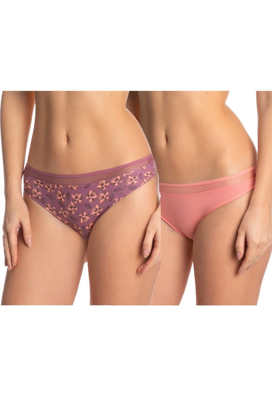 Трусики стринг Lama р. 3/M 2 шт. Фиолетовый/Коралловый (56360)