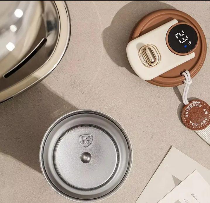 Термокухоль з інтелектуальним дисплеєм температури нержавіюча сталь з коричневою кришкою 420 мл Білий (2466192152) - фото 6