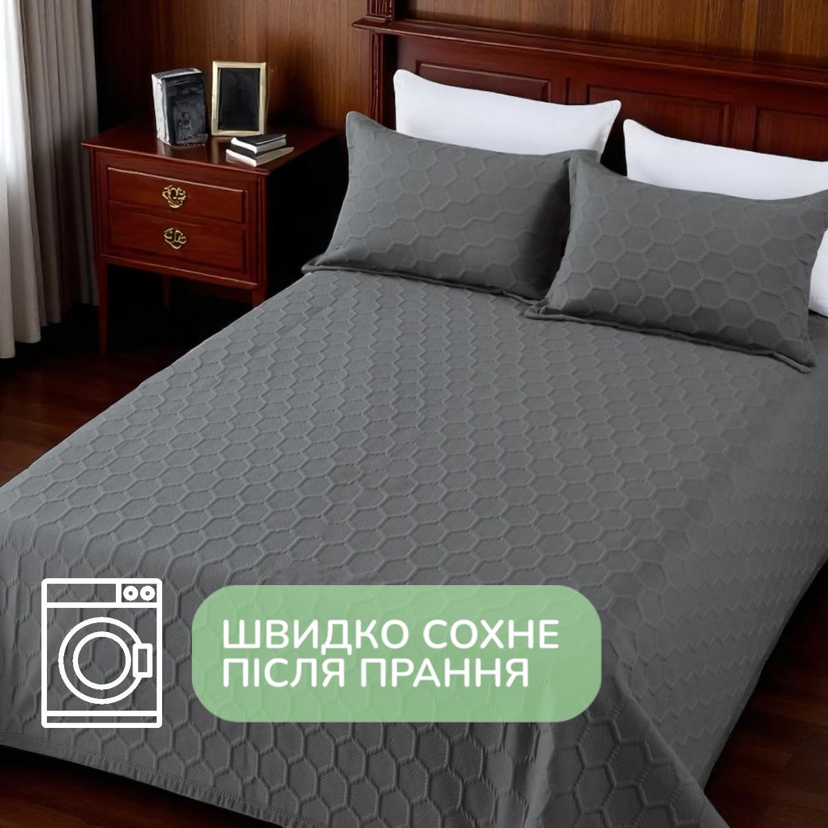 Покрывало хлопковое стеганое и 2 наволочки Koloco евро 220х240 см Графитовый (41694) - фото 5 Покрывало хлопковое стеганое и 2 наволочки Koloco евро 220х240 см Графитовый (41694) - фото 5