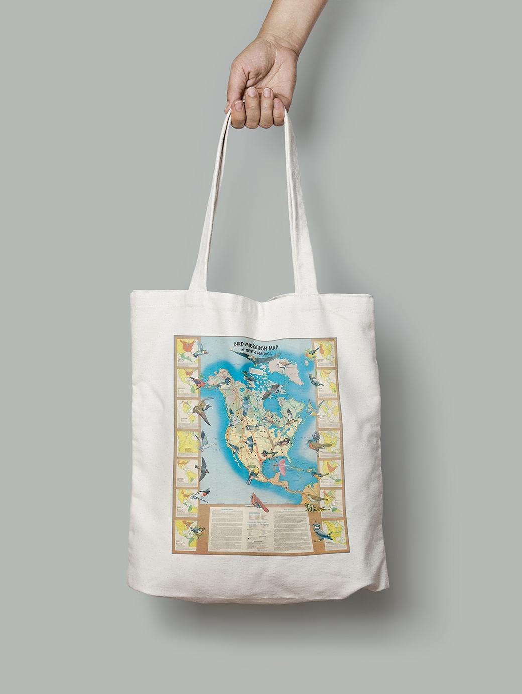 Эко-сумка Карта миграции птиц Северной Америки шопер (OLD_MAP_poster_31_Bag)
