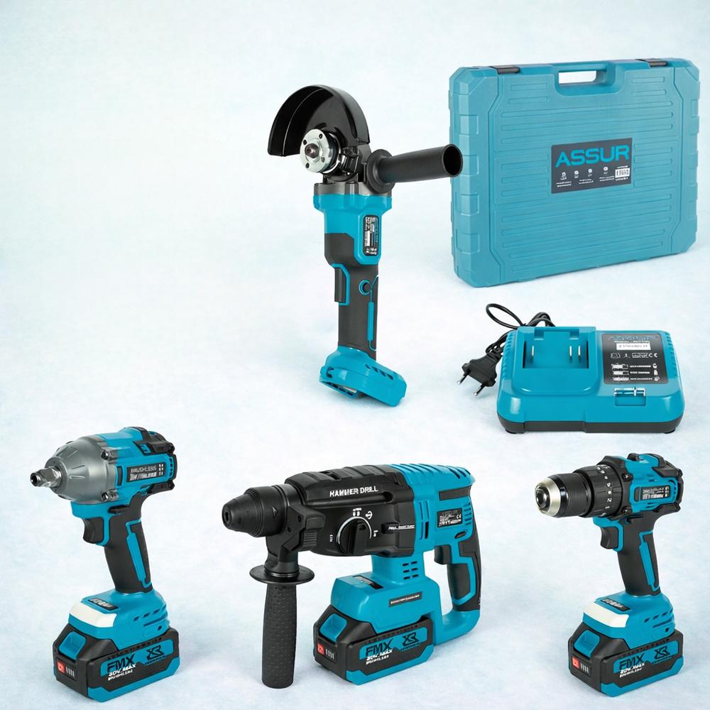 Набір акумуляторного інструменту 21 V безщітковий у кейсі з аксесуарами 4в1 (ASR1196)