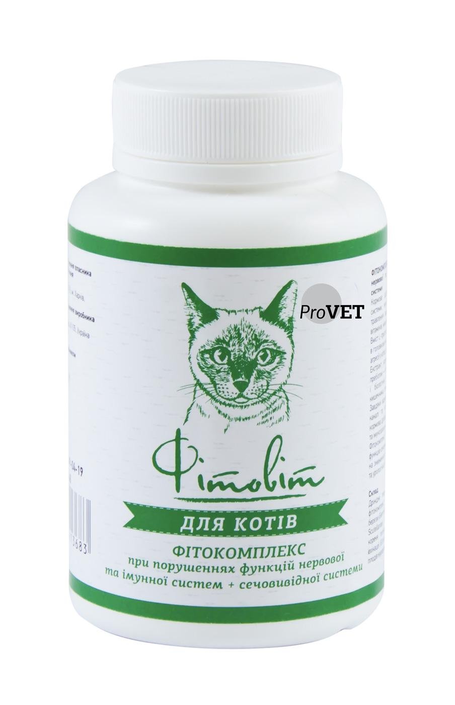 Фитокомплекс для кошек ProVET Фитовит при нарушениях функций нервной и иммунной систем/мочевыводящей системы 100 таб. (4823082416967)