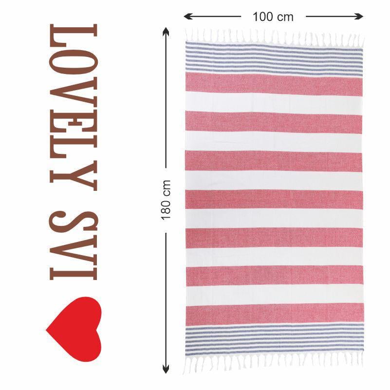 Рушник пештемаль Lovely Svi бавовна XХL 100x180 см Red/Blue Stripes (9032025) - фото 5