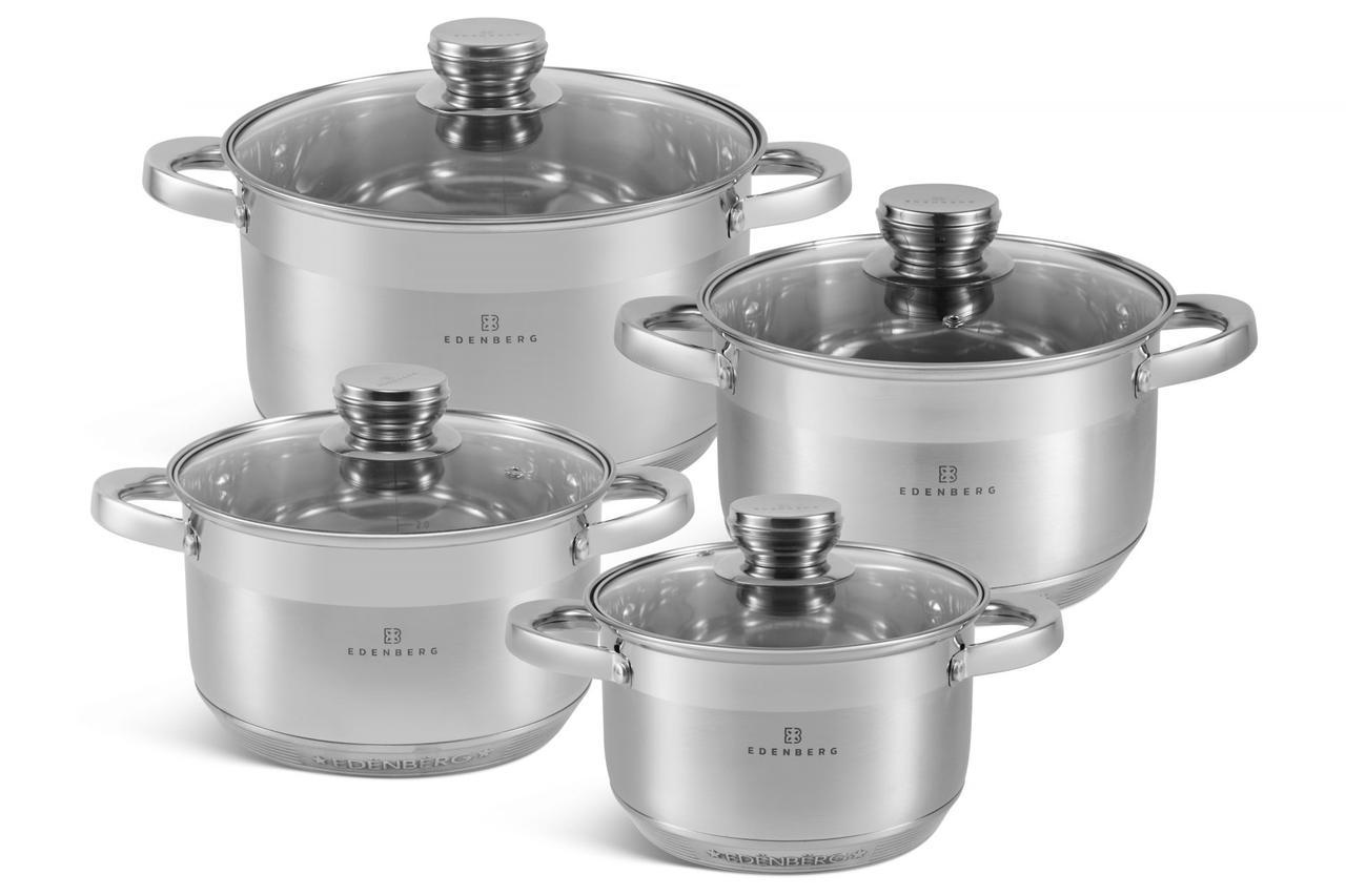 Набір каструль з кришками Edenberg EB-4032 із нержавіючої сталі 8 пр. (57-46-EB-4032) Набір каструль з кришками Edenberg EB-4032 із нержавіючої сталі 8 пр. (57-46-EB-4032)