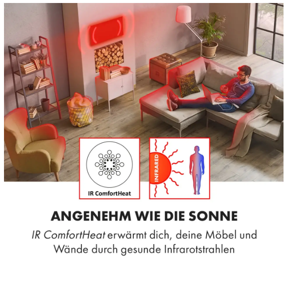 Инфракрасный настенный обогреватель KLARSTEIN Wonderwall 960 Вт 120х80 см (10032815) - фото 8 Инфракрасный настенный обогреватель KLARSTEIN Wonderwall 960 Вт 120х80 см (10032815) - фото 8