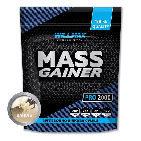 Гейнер для набору ваги високовуглеводний Willmax Mass Gainer Ваніль 2 кг (6114) - фото 1