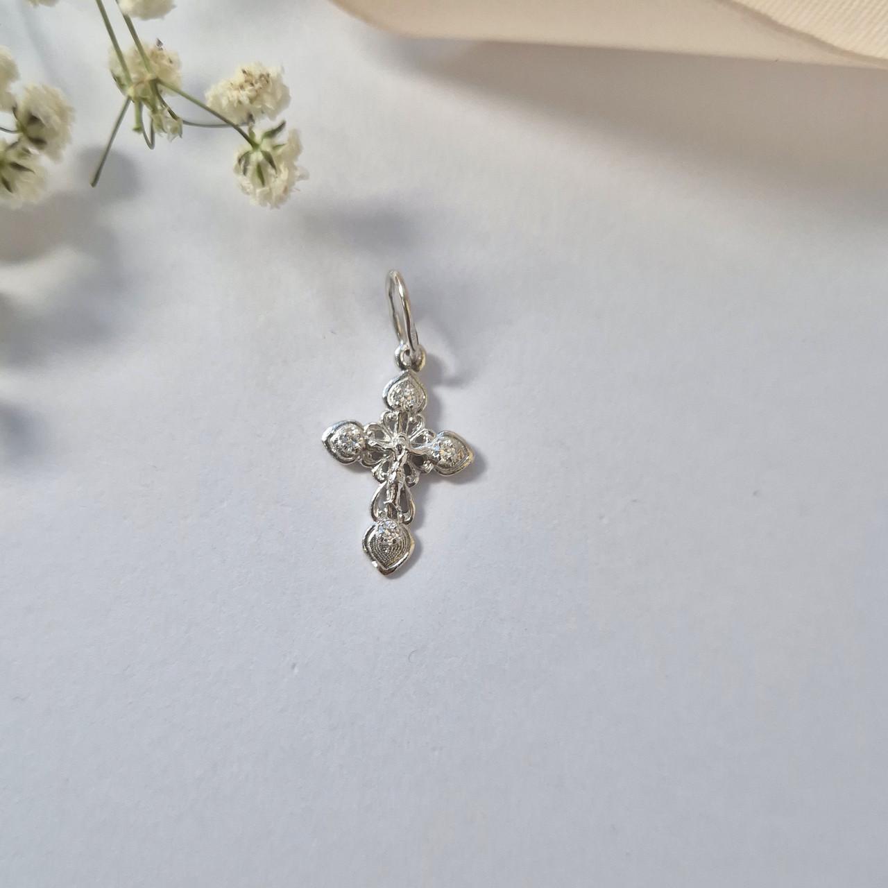 Крест с белыми камнями серебро 925 пробы 1,00 г (3022б)