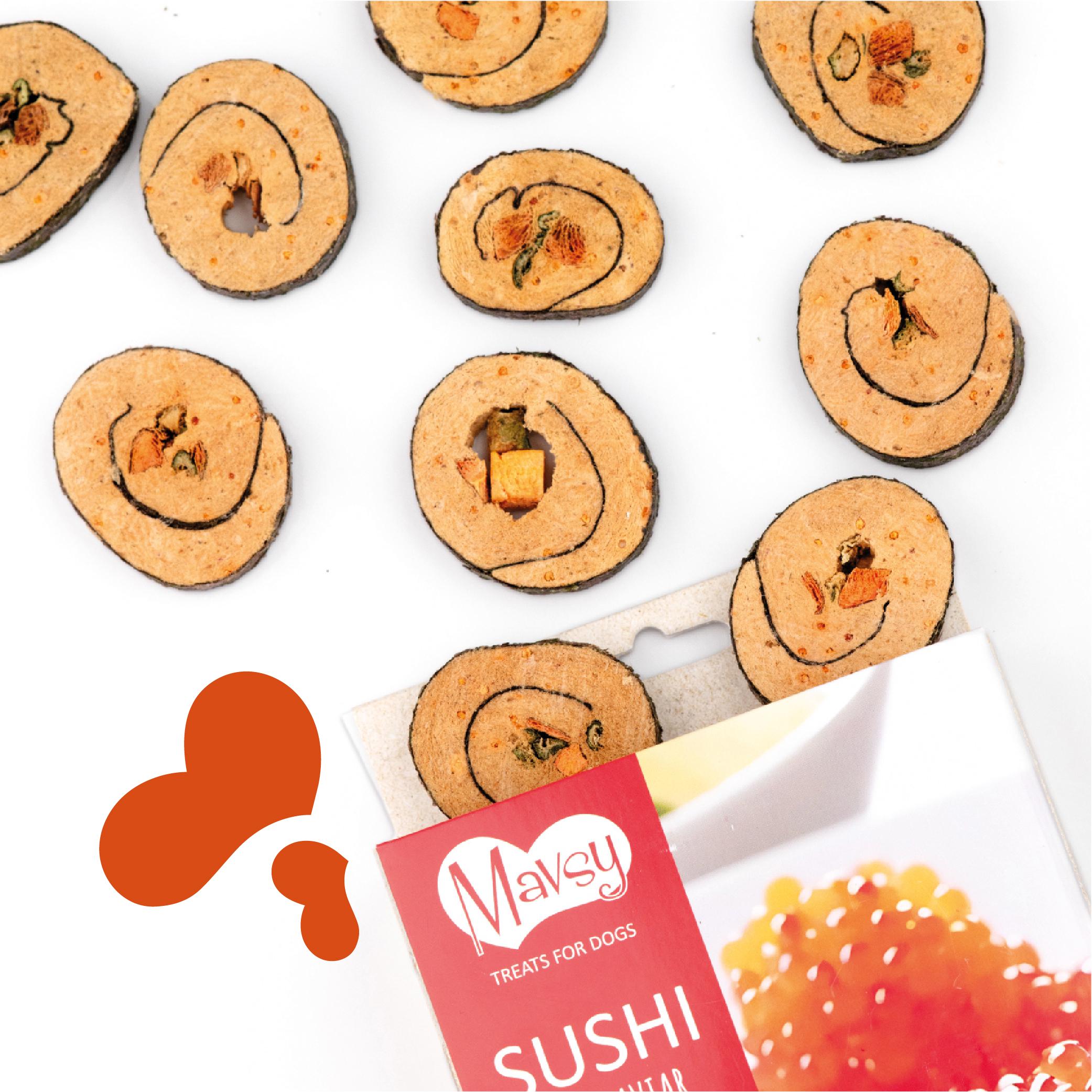 Ласощі для собак Mavsy Freeze dried SUSHI WITH RED CAVIAR суші лосося з червоною ікрою від 3-х місяців 50 г (24624818) - фото 5 Ласощі для собак Mavsy Freeze dried SUSHI WITH RED CAVIAR суші лосося з червоною ікрою від 3-х місяців 50 г (24624818) - фото 5