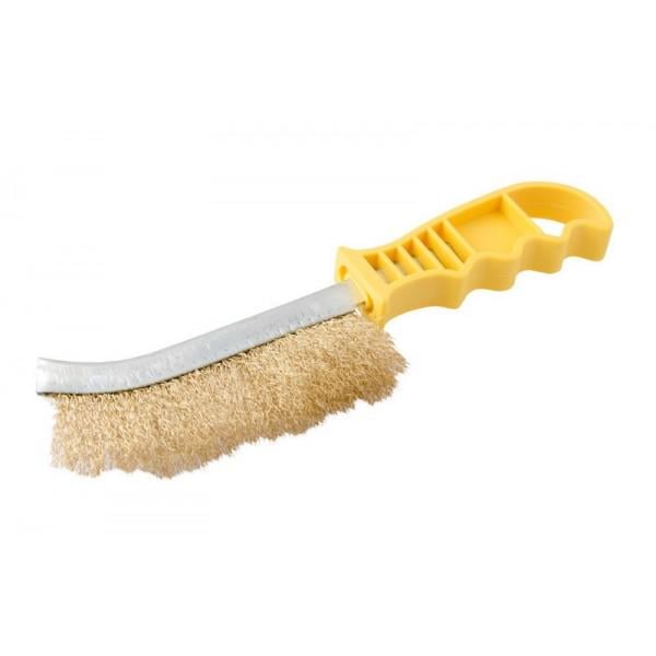 Щітка дротяна латунована MasterTool GM з пластиковою ручкою (14-5524)