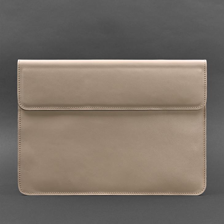 Чехол кожаный-конверт на магнитах для MacBook 13 Светло-бежевый (A-027675) - фото 2