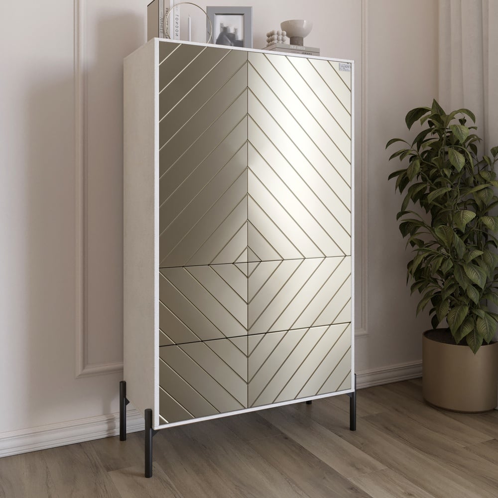 Комод-пенал Lion Амарант 84x40x150 см Бетон/Перламутровый металлик (LION-042159) Комод-пенал Lion Амарант 84x40x150 см Бетон/Перламутровый металлик (LION-042159)