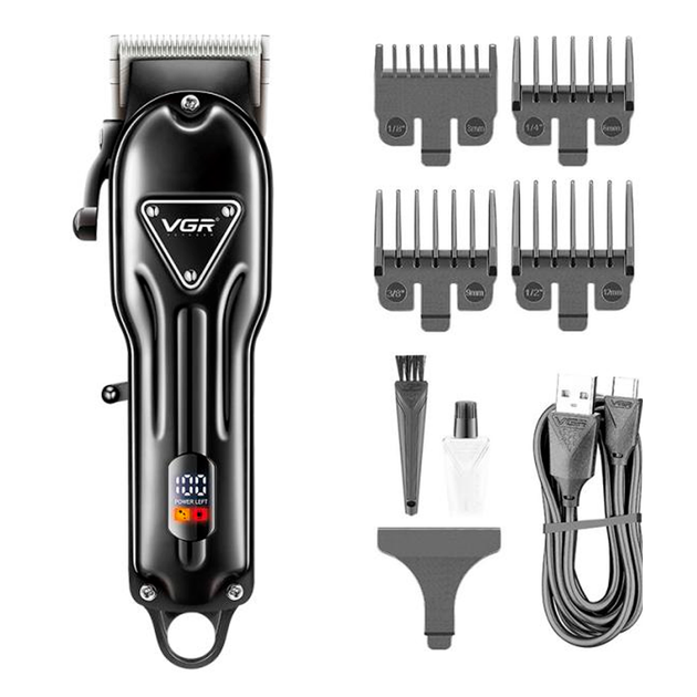 Машинка для стрижки волос V-051 2500 mAh LED дисплей 4 насадки (718674)