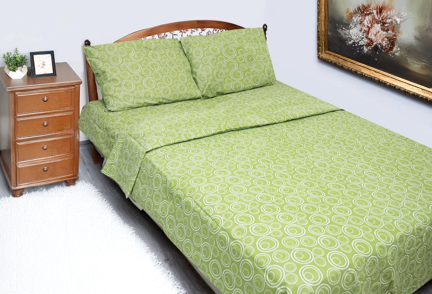 Комплект постельного белья Zastelli BUBBLE GREEN бязь евро 200х220 Зеленый