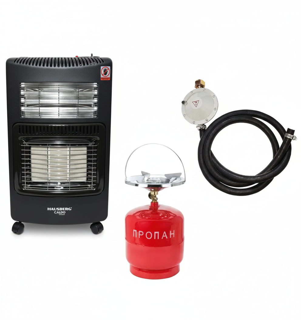 Обогреватель инфракрасный керамический Hausberg 1022-NG с комплектом подключения и баллоном 8 л 1,2/4,2 кВт (30636230)