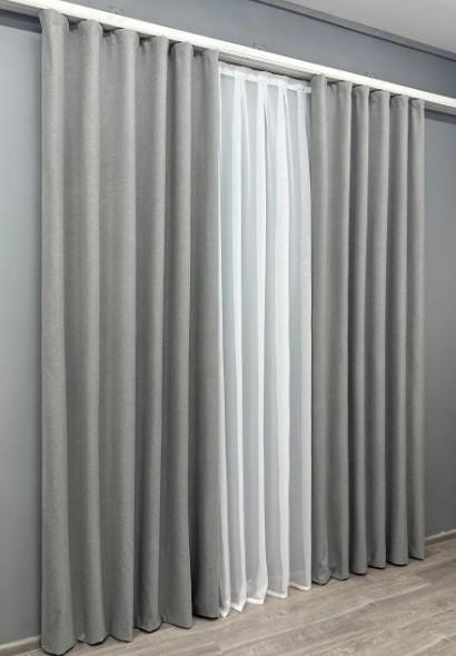 Тканина шторна льон блекаут Сірий (1822ш) - фото 7 Тканина шторна льон блекаут Сірий (1822ш) - фото 7