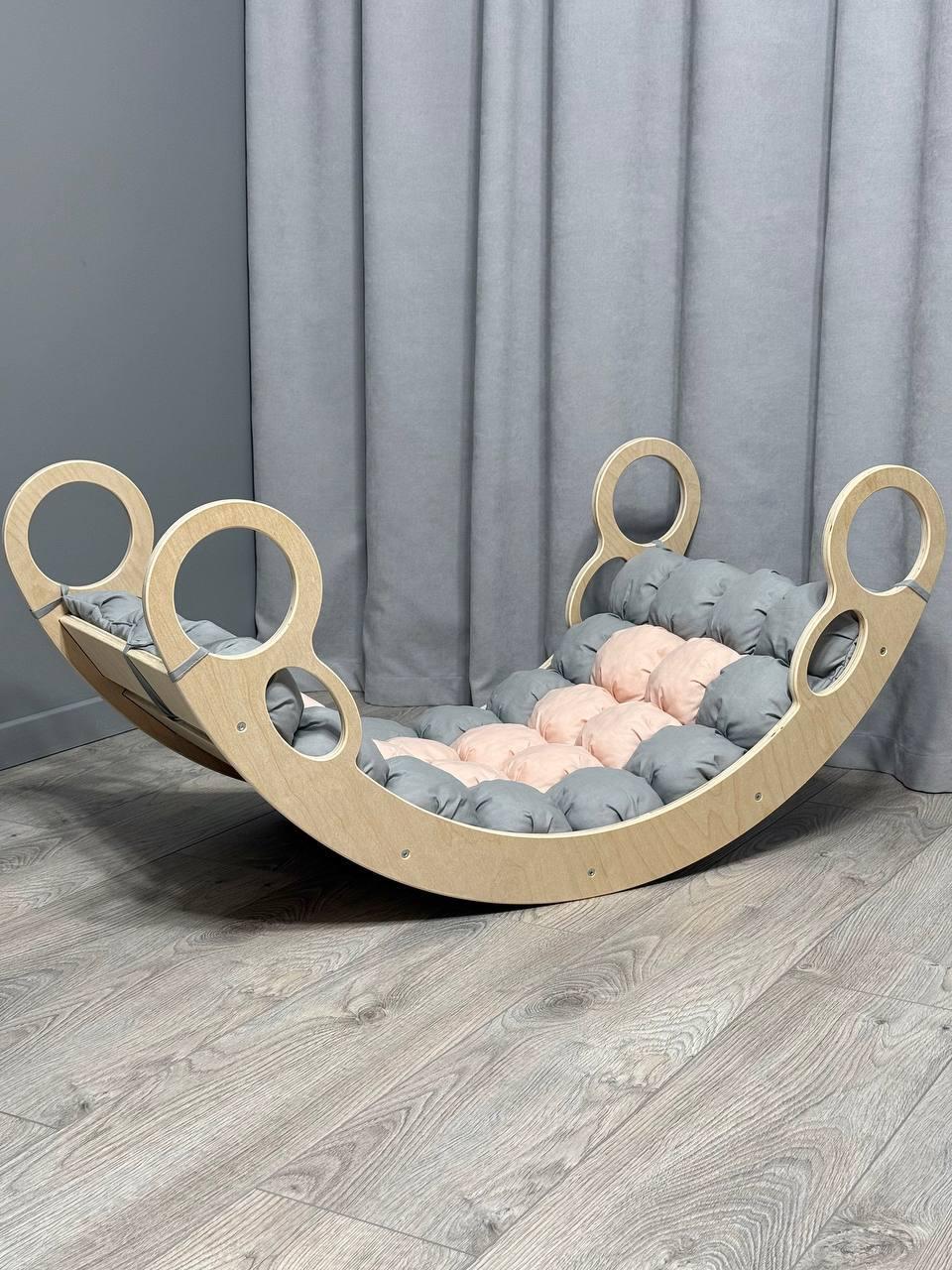 Детская кроватка качалка-балансир 68 с матрасиком бонбон (0068/Б)