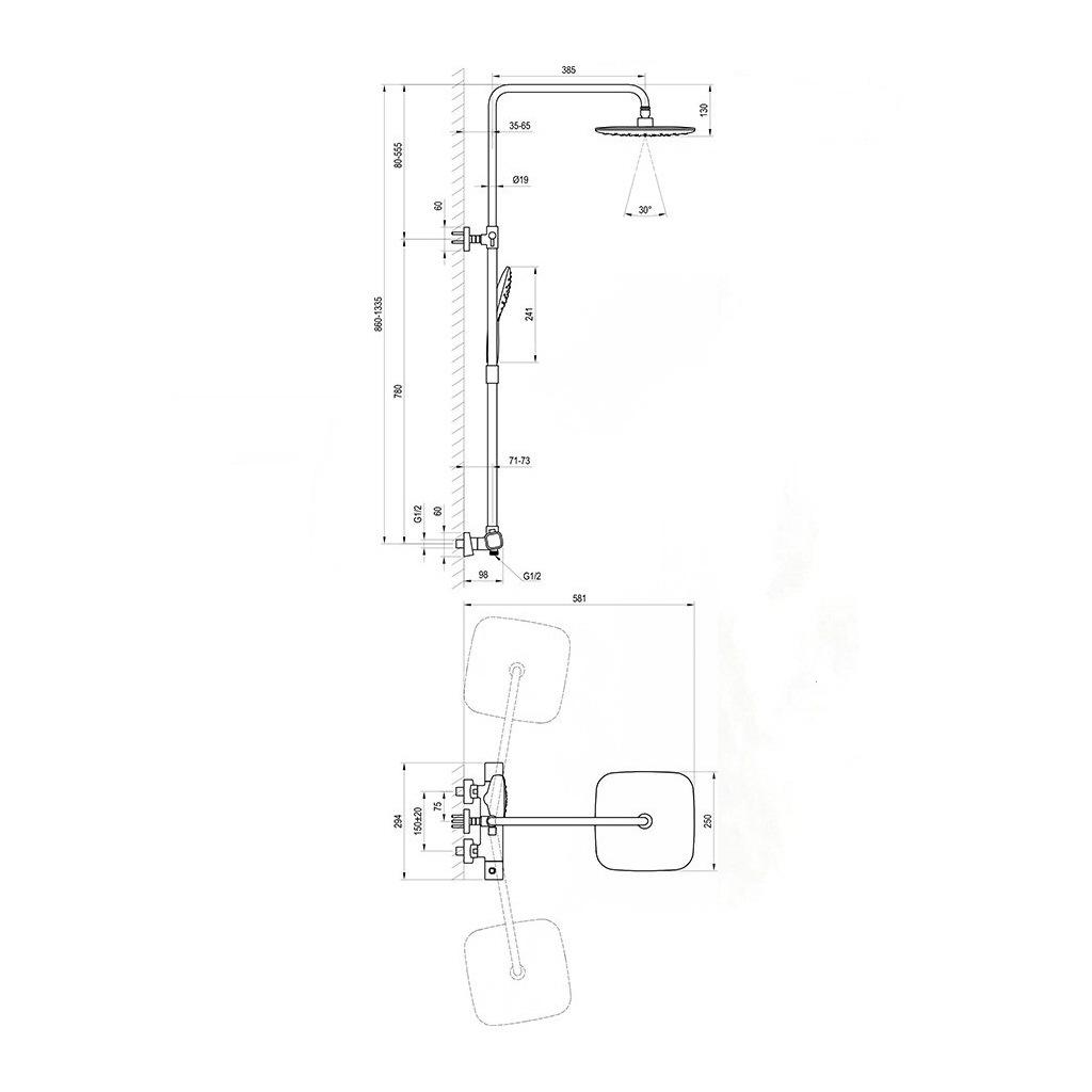 Душевая система с термостатом Ravak 10° X070103 Хром (87121) - фото 2