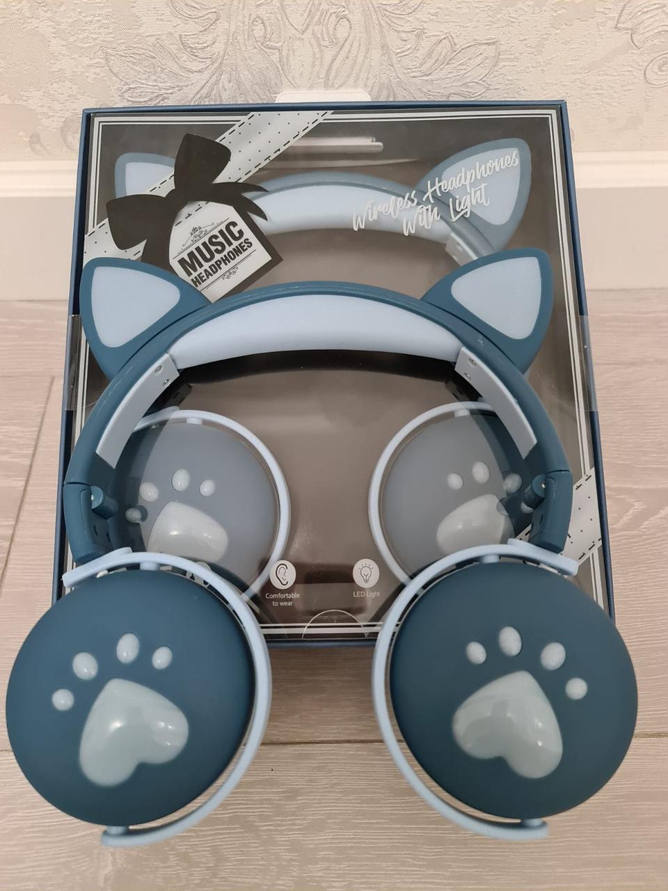 Наушники беспроводные детские CAT ВК-1 LED Синий (26389246) - фото 3 Наушники беспроводные детские CAT ВК-1 LED Синий (26389246) - фото 3