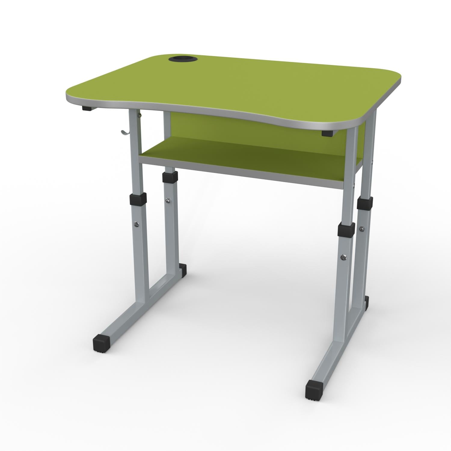 Парта школьная регулируемая 1-11 класс с вырезом под ученика стаканом 700x500 мм Зеленый/Серый (1132-grin-s)
