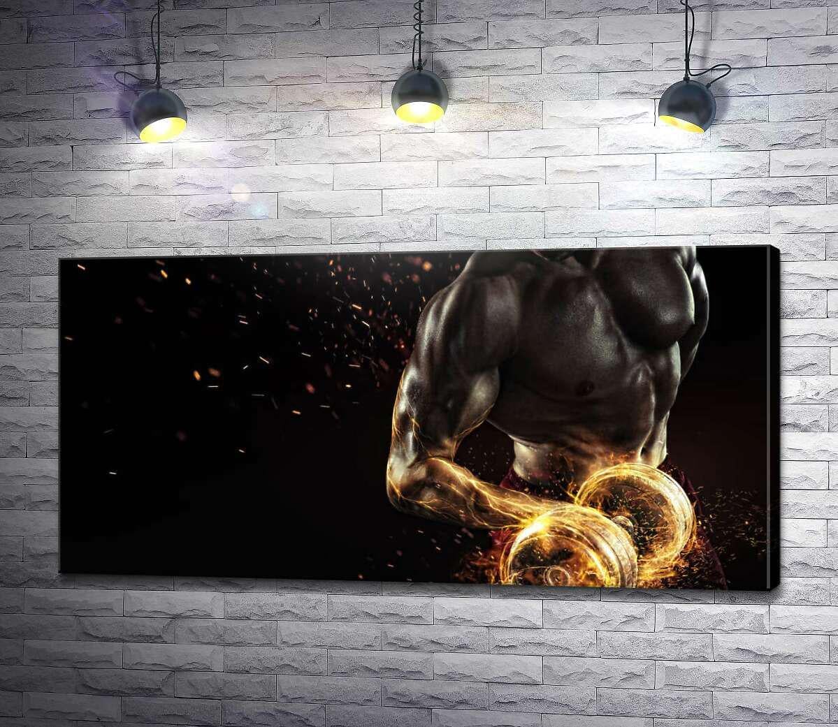 Картина ArtPoster Тренировка рук наполняет энергией спортсмена 130x65 см Модуль №1 (004555)
