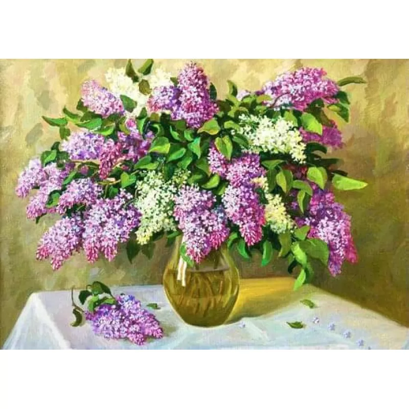 Алмазна вишивка Бузковий букет повна викладка 5D 30х40 см (1651509481)