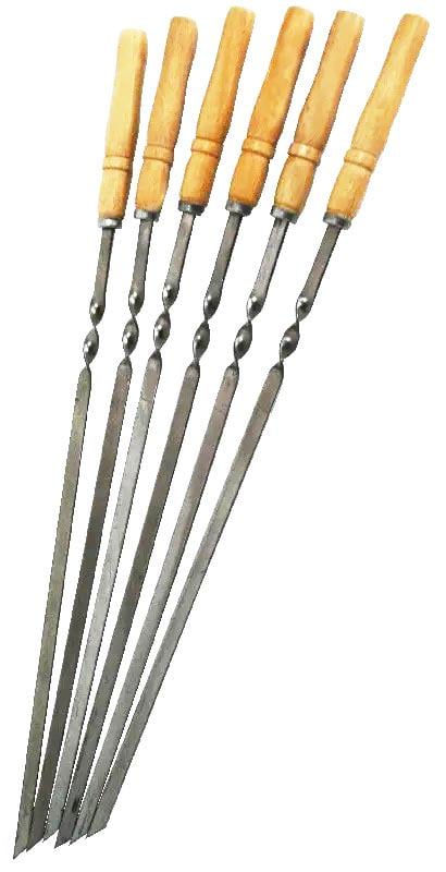 Шампуры с деревянными ручками 6 шт. из нержавеющей стали Коричневый (2235228940)