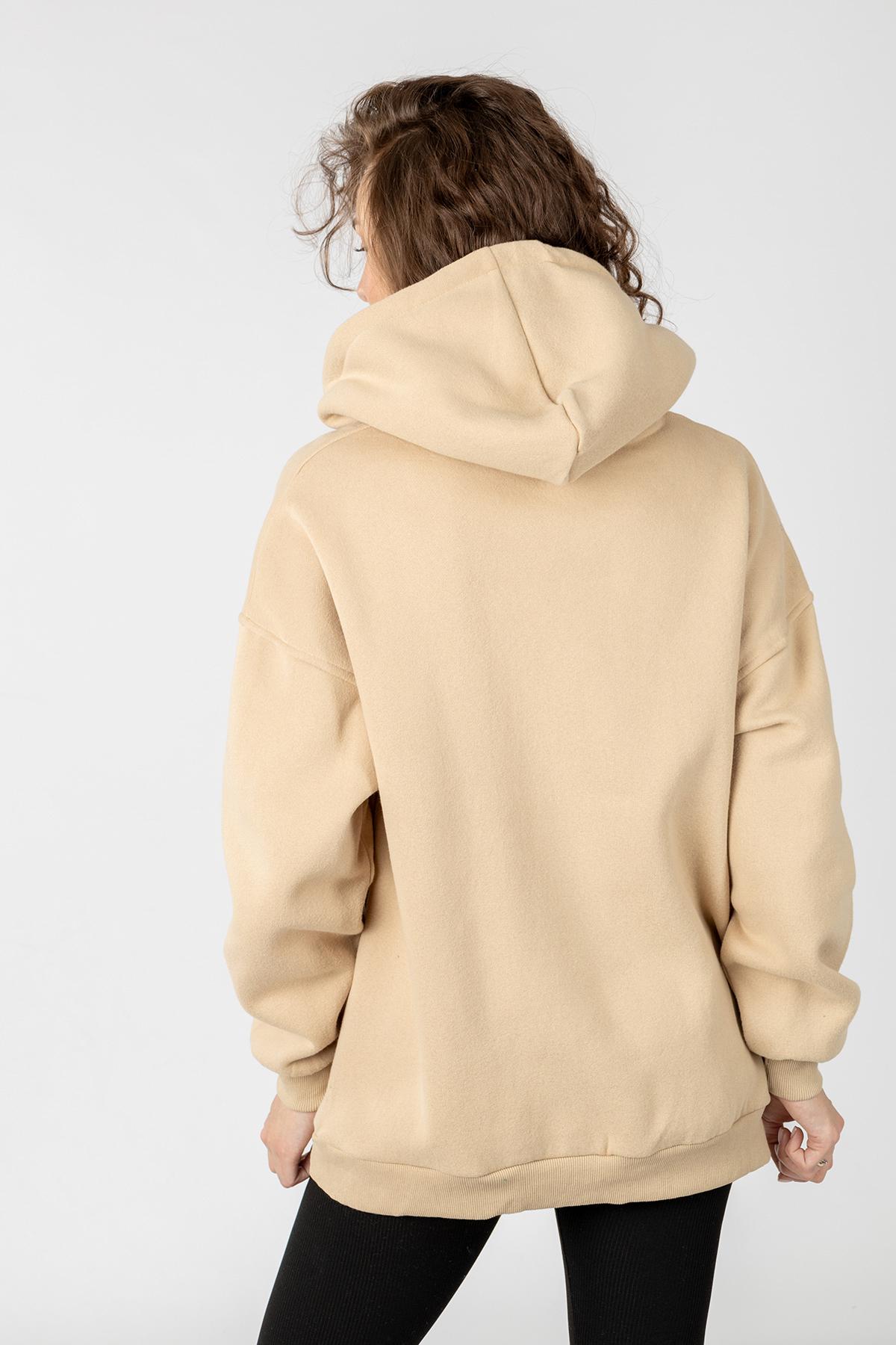 Худи женское ЦБ-00224063 р. 46 Бежевый (SKT000918890) - фото 3 Худи женское ЦБ-00224063 р. 46 Бежевый (SKT000918890) - фото 3