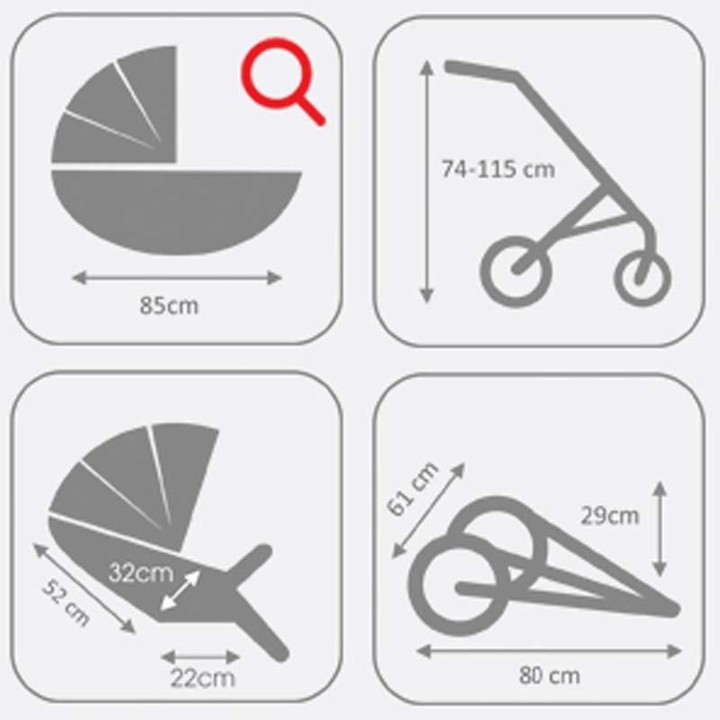 Коляска детская универсальная 2в1 Coletto Modena с сумкой 115x80x61 см Синий/Белый (9023-CMO-03) - фото 6